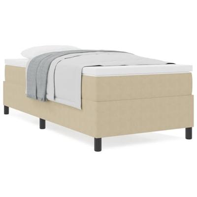 Boxspring bed Lichtgrijs en wit. 203 x 80 x 60 cm Katoenen stof