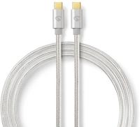 USB-kabel | USB 2.0 | USB-CT stekker | USB-CT stekker | 480 Mbps | verguld | 3.00 m | rond | gevlochten/nylon | aluminium | verpakking met kijkvenster - thumbnail