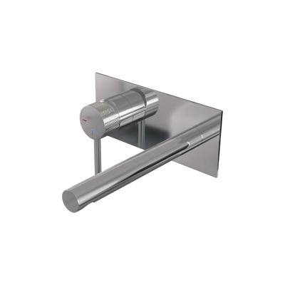 Brauer Chrome Carving Inbouw Wastafelmengkraan met Rechte Uitloop en Afdekplaat Model A2 Chroom