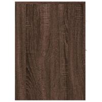 Badkamerkast smal met wielen bewerkt hout bruin eikenkleurig - thumbnail