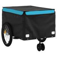 VidaXL Fietstrailer 45 kg ijzer zwart en blauw - thumbnail