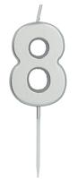 Cijferkaars &apos;8&apos; Zilverkleurig 5cm - thumbnail