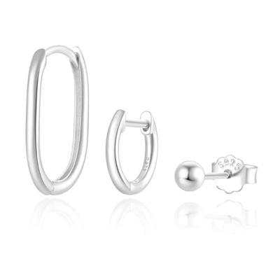 Elenza Drie-in-één 925 Zilveren Oorbellen - Elegant Design in Zilver Elenza Drie-in-één 925 Zilveren Oorbellen - Elegant Design in Zilver