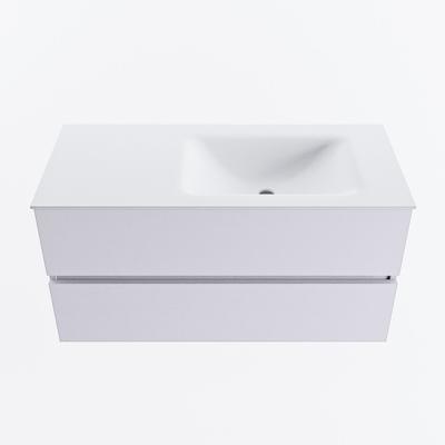 MONDIAZ VICA 100cm badmeubel onderkast Cale 2 lades. Wastafel CLOUD rechts zonder kraangat, kleur Talc.