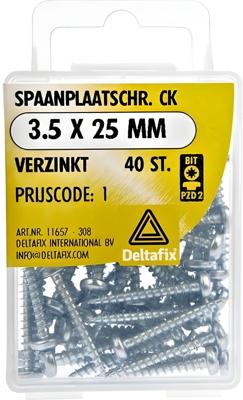 Spaanpl.schr. ck 3.5x25mm 40st Deltafix - Deltafix Spaanpl.schr. ck 3.5x25mm 40st Deltafix - Deltafix