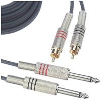 Adam Hall K3TPC0300 Audio Adapterkabel [2x Cinch-stekker - 2x Jackplug male 6,3 mm] 3.00 m Zwart - thumbnail