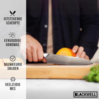 Blackwell Messenset (Koksmes + Groentemes + Officemes) - Japanse stijl - 67 lagen damaststaal - VG10 - 3-delig - thumbnail