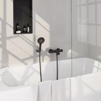 Brauer Black Carving Opbouw Baddouche Thermostaatkraan - Wandhouder - 3 stand - Doucheslang - Handdouche - Mat Zwart - thumbnail