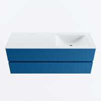 MONDIAZ VICA 130cm badmeubel onderkast Jeans 2 lades. Wastafel CLOUD rechts zonder kraangat, kleur Talc. - thumbnail