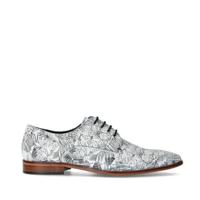 Sacha leren veterschoenen met bloemenprint wit - thumbnail