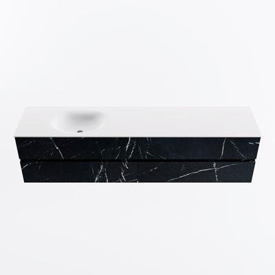 MONDIAZ VICA 200cm badmeubel onderkast Marquina 4 lades. Wastafel MOON links 1 kraangat, kleur Talc.