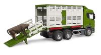 Bruder Scania 560R veetransportwagen met koe - thumbnail