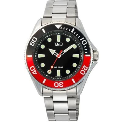 Q&Q GENT DIVER BLACK & RED Heren horloge
