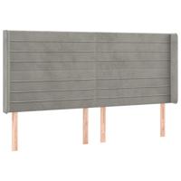 Hoofdbord met randen 203x16x118/128 cm fluweel lichtgrijs - thumbnail