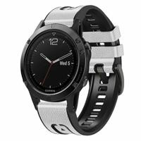 By Qubix - leer + siliconen bandje - Wit - Compatible met Garmin Instinct 3-50mm - Compatible Garmin bandje - thumbnail