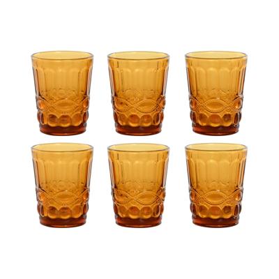 Glazenset Home ESPRIT Amber Kristal Met reliëf 240 ml (6 Stuks)