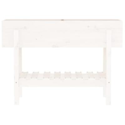 VidaXL Plantenbak verhoogd 101x30x69 cm massief grenenhout wit