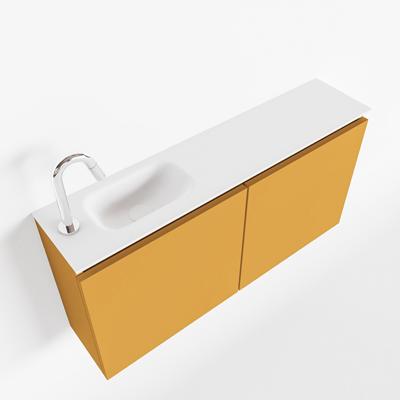 MONDIAZ TURE 100cm toiletmeubel ocher. EDEN wastafel talc links 1 kraangat