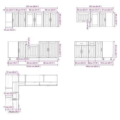 11-delige Keukenkastenset Lucca bewerkt hout zwart