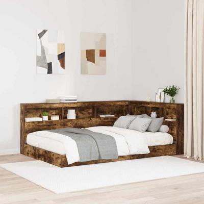 Opberghoofdbord met plank Gerookt eiken 120 cm Bewerkt hout