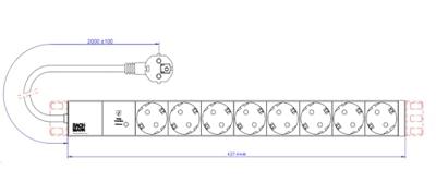 Bachmann 800.3936 Stekkerdoos 19 inch Zwart Randaarde stekker 1 stuk(s)