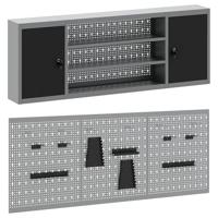 VidaXL Gereedschapskast set met plank 4 pcs zwart gepoedercoat staal - thumbnail