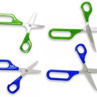 Zelfopenende schaar met 1 groot oog en 1 klein oog - rond 45 mm links - thumbnail