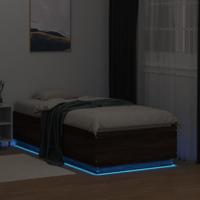 Bedframe met LED-verlichting bruin eikenkleurig 75x190 cm - thumbnail