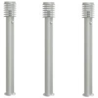 Buitenvloerlampen 3 st met sensors 110 cm roestvrijstaal zilver - thumbnail