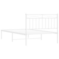 Bedframe met hoofdbord metaal wit 107x203 cm - thumbnail
