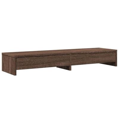 Monitorstandaard met lades 100x27x15 cm hout bruin eikenkleur