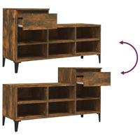 Schoenenkast 102x36x60 cm bewerkt hout gerookt eikenkleurig - thumbnail