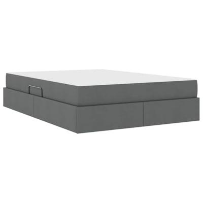 Opbergbed met matras Donkergrijs 140 x 190 cm Polyester