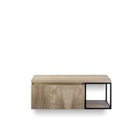 Frozen 3d Badmeubelset 120 cm - Greeplijst in kleur - Zwart Frame - Wastafel Bovenblad Grain Oak - thumbnail