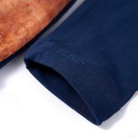 Kinderjurk met lange mouwen paardenprint 116 marineblauw - thumbnail