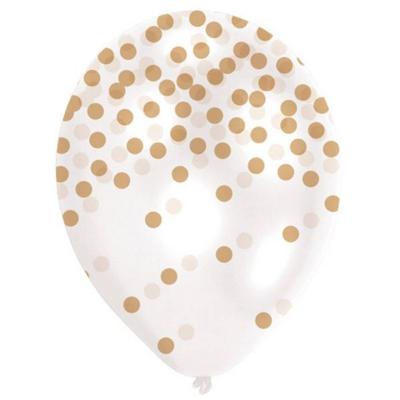 Ballonnen met confetti print goud - 6 stuks