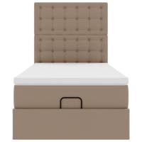 Ottomaanse bed met matras 90x200cm kunstleer cappuccinokleurig - thumbnail