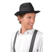 Al Capone hoed vilt zwart met streepjes - thumbnail