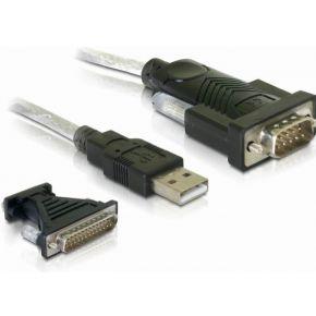 DeLOCK 61308 kabeladapter/verloopstukje USB 2.0 DB9-DB25 Zwart