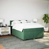 Boxspring met matras fluweel donkergroen 140x190 cm - thumbnail