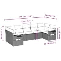 7-delige Loungeset met kussens poly rattan beige - thumbnail