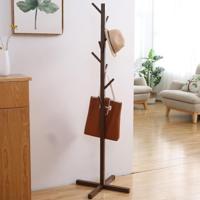 Creatieve boom-vormige massief houten vloer Hatstand kleren opknoping rek grootte: 165x50x5cm (donkere koffie) - thumbnail
