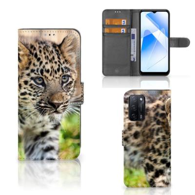 OPPO A16/A16s/A54s | Telefoonhoesje | Met pasjeshouder | Baby Luipaard