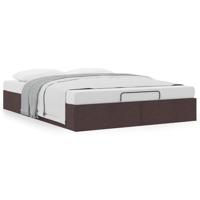 Bedframe zonder matras 140x190 cm stof donkerbruin - thumbnail