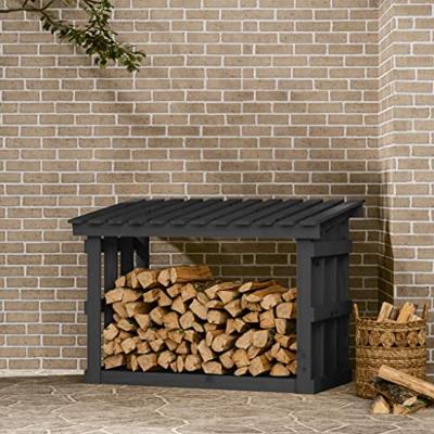 VidaXL Haardhoutrek 108x64,5x77 cm massief grenenhout grijs VidaXL Haardhoutrek 108x64,5x77 cm massief grenenhout grijs