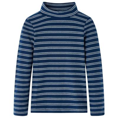 Kindershirt met lange mouwen gestreept 140 marineblauw