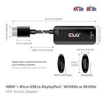 club3D USB Adapter [1x HDMI-stekker - 1x DisplayPort bus] Adapter HDMI + MicroUSB - DP 4 1 m - thumbnail