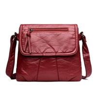 Vrouwen messenger bags zachte gewassen PU lederen tas mode vrouwelijke portemonnees en handtas 25cmX3cmX22cm (rood) - thumbnail