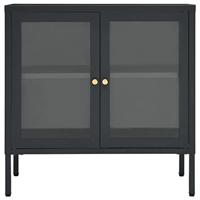 Dressoir 70x35x70 cm staal en glas antracietkleurig - thumbnail