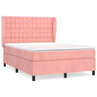 Boxspring met matras fluweel roze 140x200 cm - thumbnail